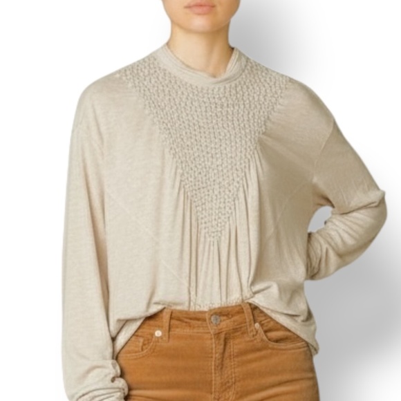 Free People New Romantics Lena Top - Cream/Oatmeal – Size Medium - Picture 1 of 8
